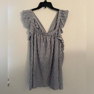 Lauren Conrad blue and white ruffle wing tank size 4X
